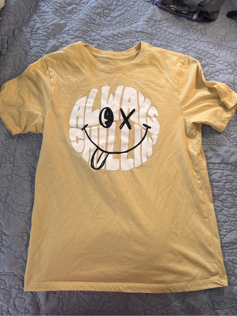 Kids Yellow Graphic Tee - Always Chillin Smiley boys XL wonder nation